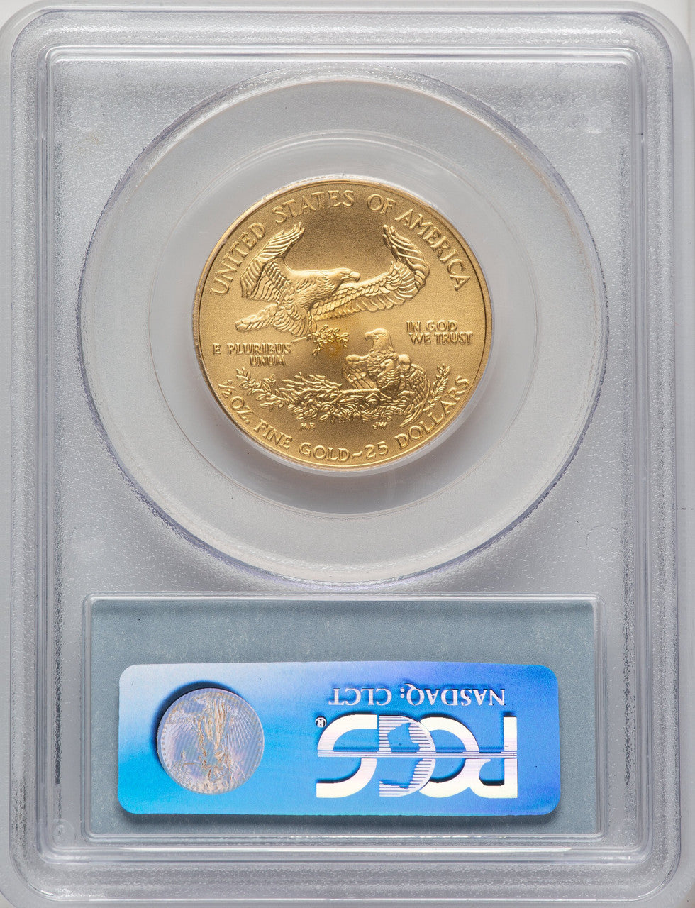 2008-W $25 Half-Ounce Gold Eagle Burnished Blue Gradient PCGS SP70