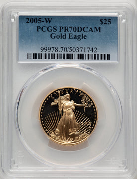 2005-W $25 Half-Ounce Gold Eagle Blue Gradient PCGS PR70 (774624008)