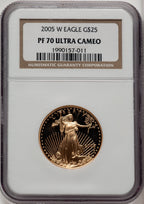 2005-W $25 Half-Ounce Gold Eagle Brown Label NGC PF70