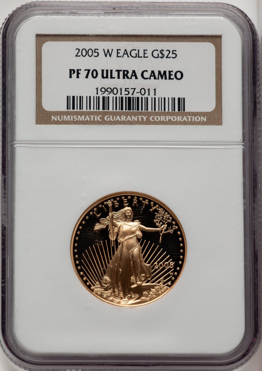 2005-W $25 Half-Ounce Gold Eagle Brown Label NGC PF70