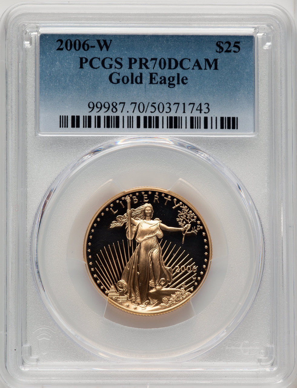 2006-W $25 Half-Ounce Gold Eagle Blue Gradient PCGS PR70