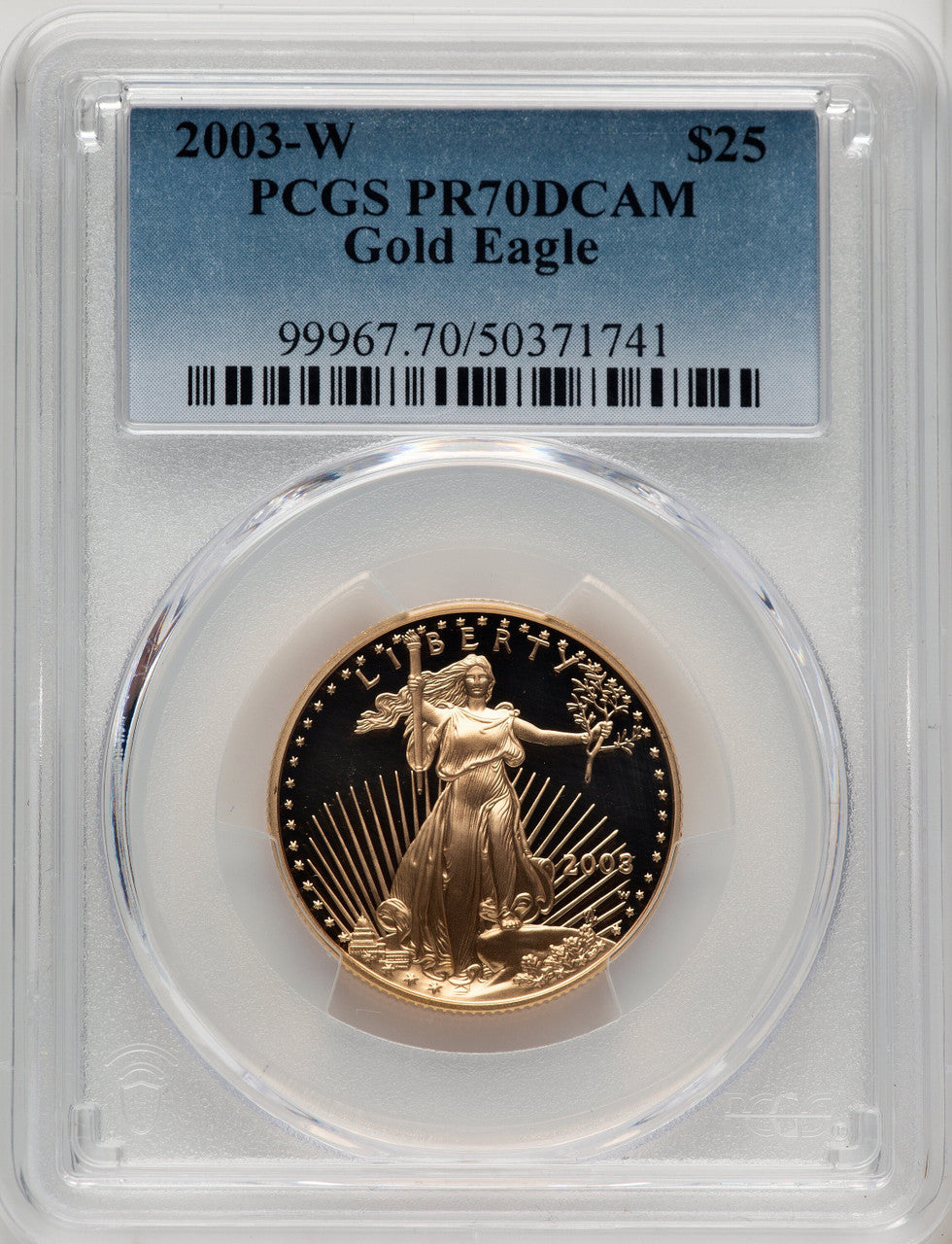 2003-W $25 Half-Ounce Gold Eagle Blue Gradient PCGS PR70