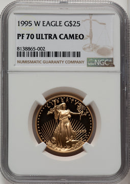 1995-W $25 Half-Ounce Gold Eagle Brown Label NGC PF70 (774624004)