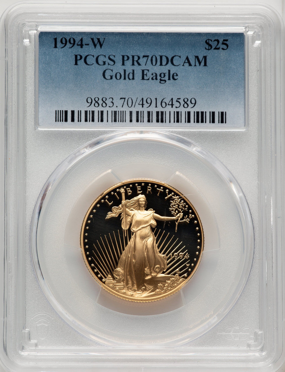 1994-W $25 Half-Ounce Gold Eagle Blue Gradient PCGS PR70