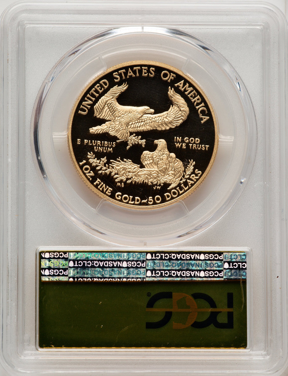 2017-W $50 One-Ounce Gold Eagle First Day of Issue Gold Foil PCGS PR70