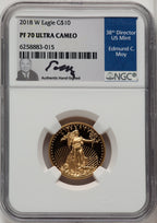 2018-W G$10 Quarter Ounce Gold Eagle Ed Moy NGC PF70