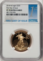 2018-W G$25 Half Ounce Gold Eagle First Day of Issue FDI 1ST NGC PF70