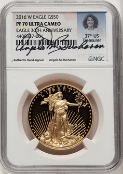 2016-W $50 One-Ounce Gold Eagle 30th Anniversary NGC PF70 Angela Buchanan