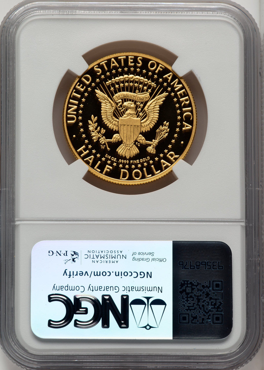 2014-W 50C Kennedy Gold 50th Anniversary Kenneth Bressett Red Book Proof Kennedy Half Dollar NGC PR70