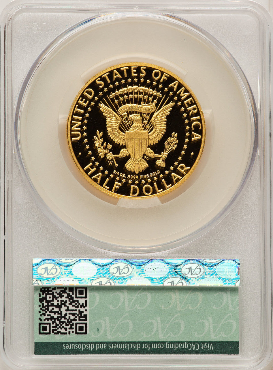 2014-W 50C Kennedy Gold 50th Anniversary Brown Label Proof Kennedy Half Dollar CACG PR70