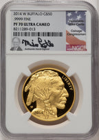 2014-W $50 One-Ounce Gold Buffalo Mike Castle NGC PF70 (774202014)