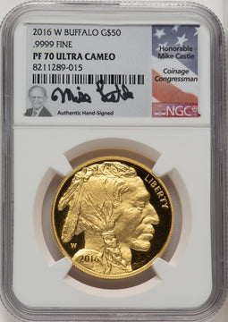 2016-W 1 oz Gold Buffalo NGC PF70 Mike Castle