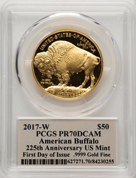 2017-W 1 oz Gold Buffalo FDI PCGS PR70 Thomas Cleveland