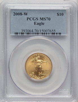 2008-W $10 Quarter-Ounce Gold Eagle Blue Gradient PCGS MS70
