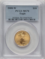 2008-W $10 Quarter-Ounce Gold Eagle Blue Gradient PCGS MS70