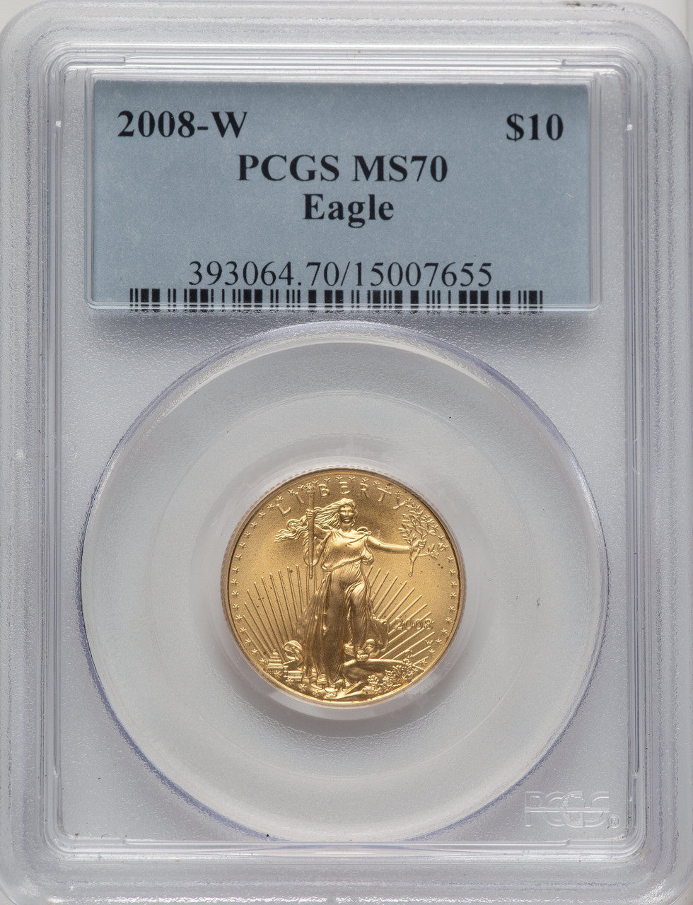 2008-W $10 Quarter-Ounce Gold Eagle Blue Gradient PCGS MS70