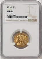 1910 $5 Indian Half Eagle NGC MS64 (774580039)