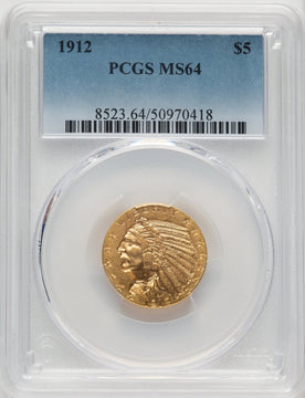 1912 $5 Indian Half Eagle PCGS MS64 (774470006)