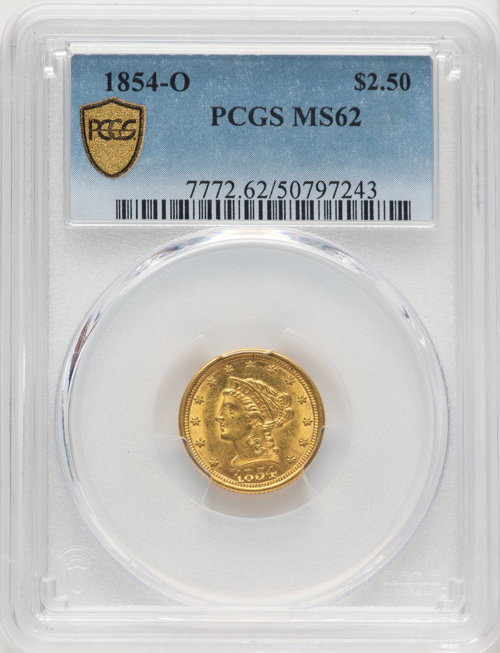 1854-O $2.50 Liberty Quarter Eagle PCGS MS62
