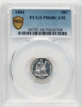 1884 10C CA Proof Seated Dime PCGS PR68