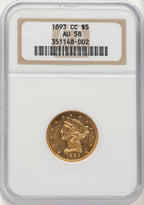 1893-CC $5 Liberty Half Eagle NGC AU58