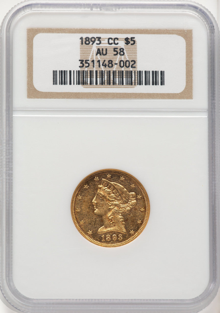 1893-CC $5 Liberty Half Eagle NGC AU58