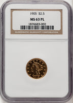 1905 $2.50 PL Liberty Quarter Eagle NGC MS63