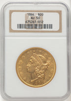 1864 $20 Liberty Double Eagle NGC AU50