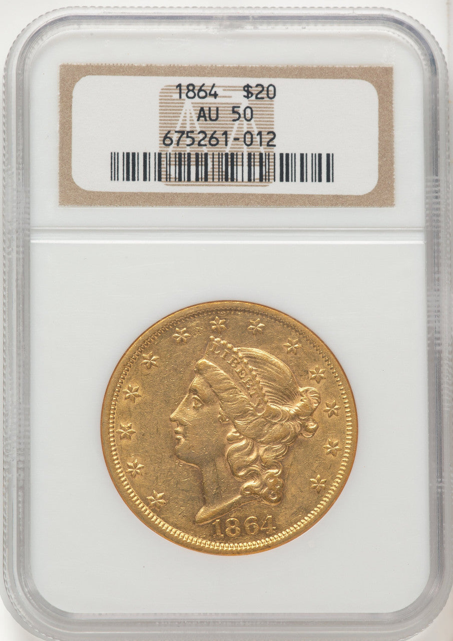 1864 $20 Liberty Double Eagle NGC AU50
