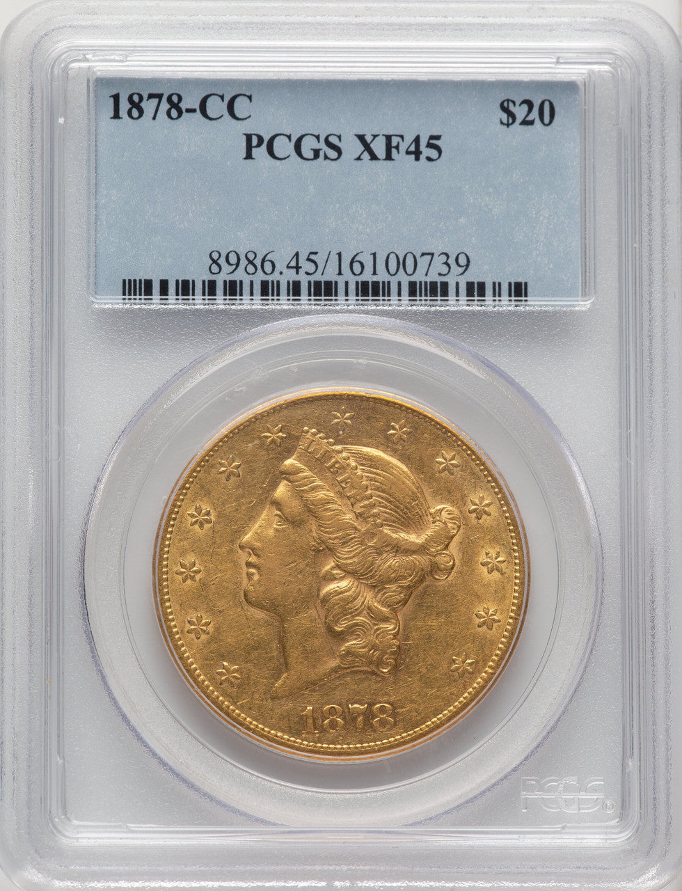 1878-CC $20 Liberty Double Eagle PCGS XF45