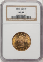 1891-CC $10 Liberty Eagle NGC MS62