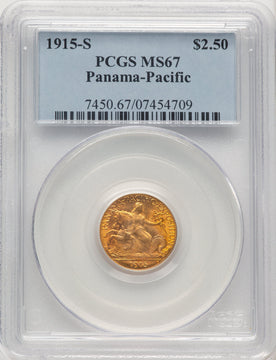 1915-S $2.50 Panama-Pacific Quarter Eagle Commem Gold PCGS MS67