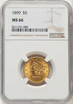 1899 $5 Liberty Half Eagle NGC MS66