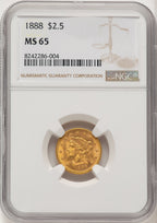 1888 $2.50 Liberty Quarter Eagle NGC MS65 (506637007)