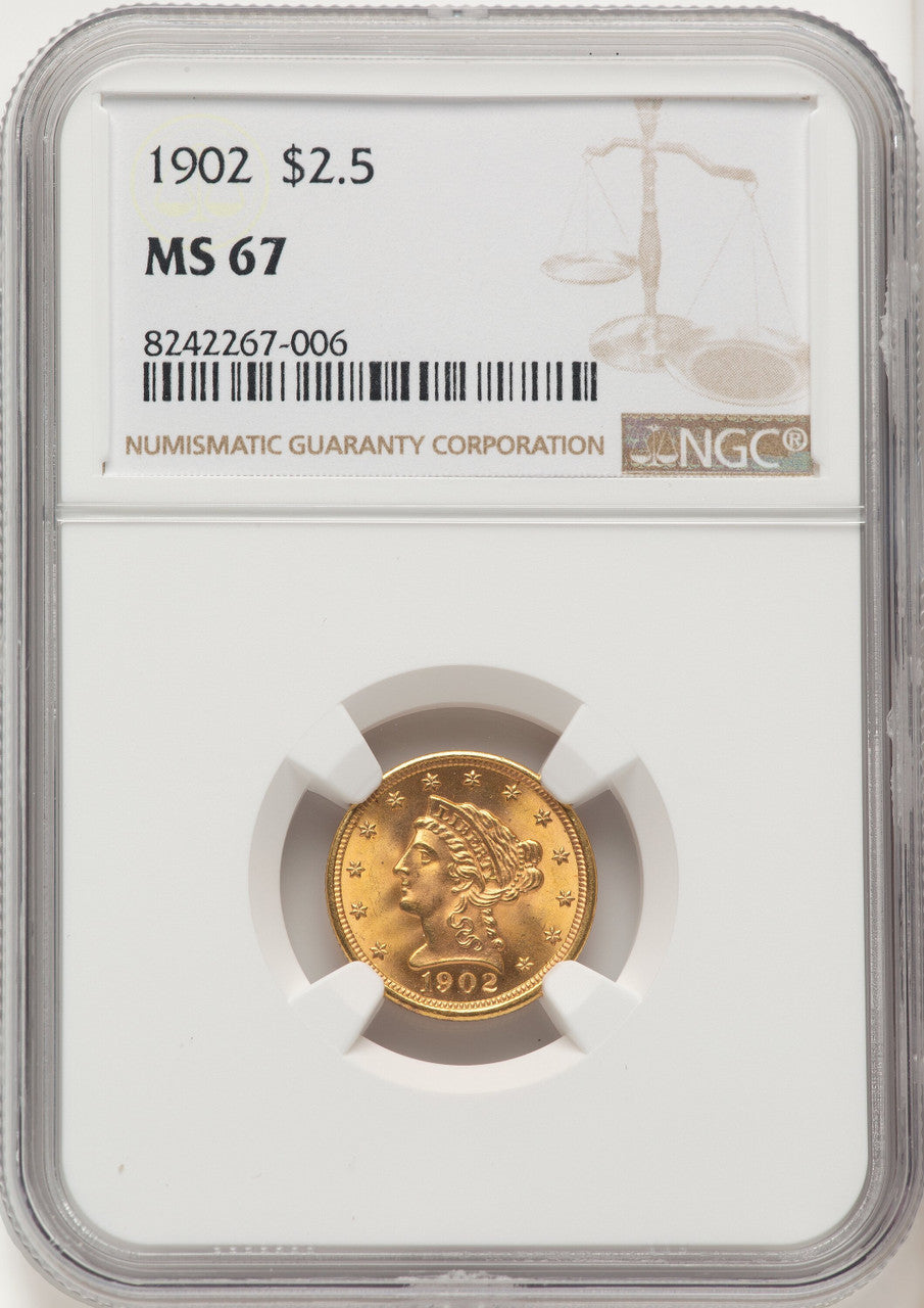 1902 $2.50 Liberty Quarter Eagle NGC MS67