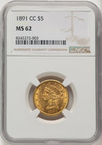 1891-CC $5 Liberty Half Eagle NGC MS62 (171457006)