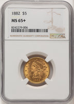 1882 $5 Liberty Half Eagle NGC MS65+