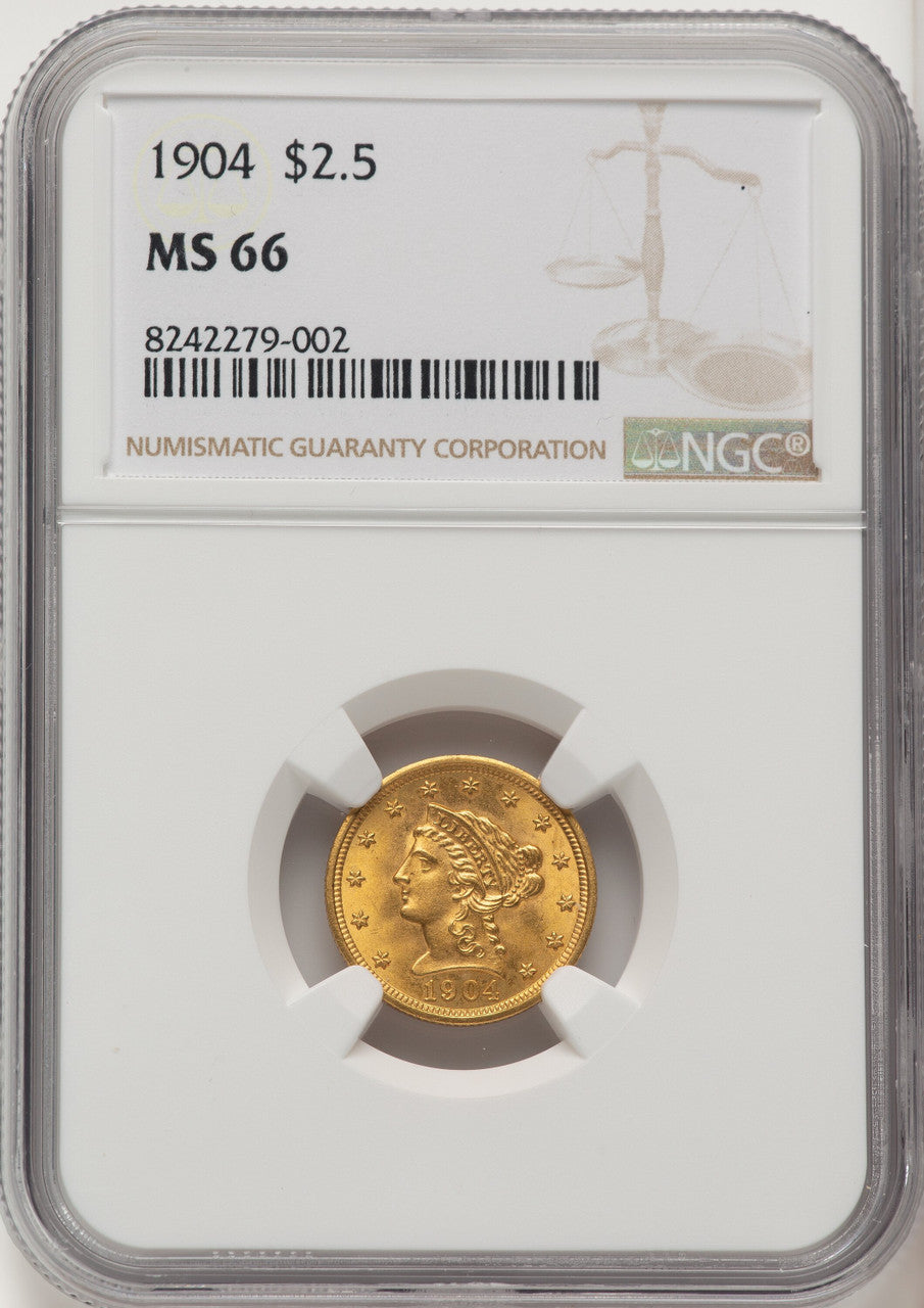 1904 $2.50 Liberty Quarter Eagle NGC MS66 (773723030)