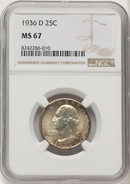 1936-D 25C Washington Quarter NGC MS67