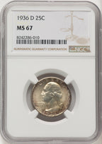 1936-D 25C Washington Quarter NGC MS67