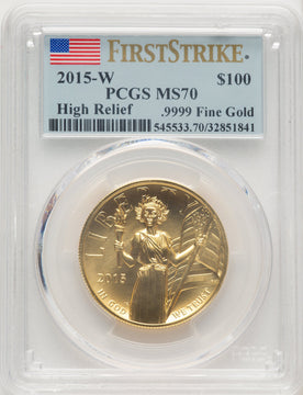 2015-W $100 American Liberty High Relief FS Flag PCGS MS70