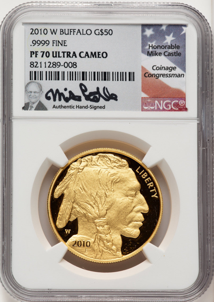 2010-W 1 oz Gold Buffalo Mike Castle NGC PF70