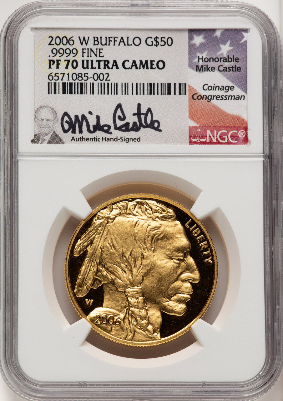 2006-W 1 oz Gold Buffalo Mike Castle NGC PF70