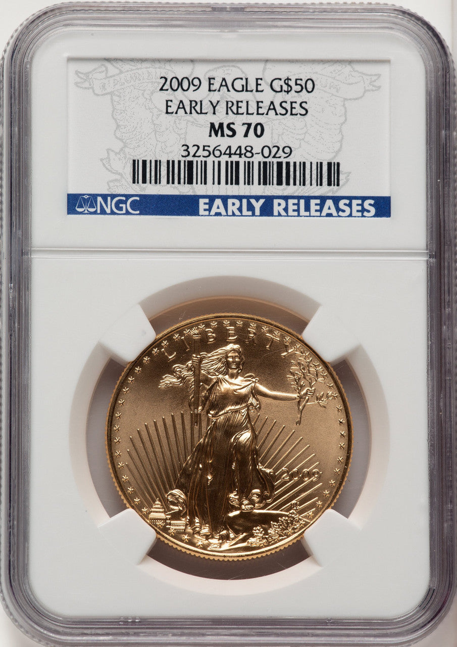 2009 $50 One-Ounce Gold Eagle First Strike ER Blue NGC MS70