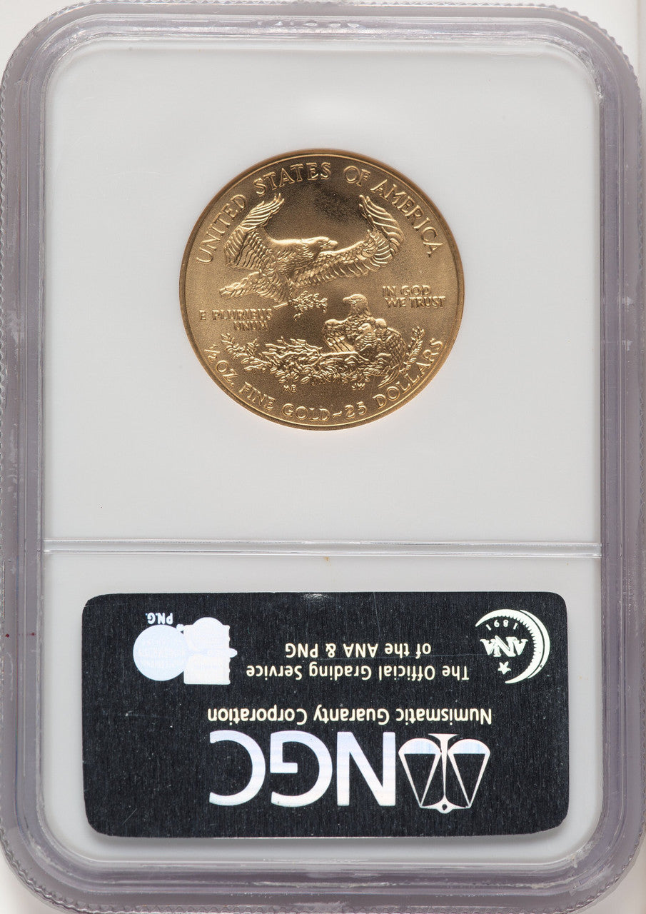 2005 $25 Half-Ounce Gold Eagle Brown Label NGC MS70