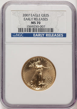 2007 $25 Half-Ounce Gold Eagle First Strike ER Blue NGC MS70 (507166117)