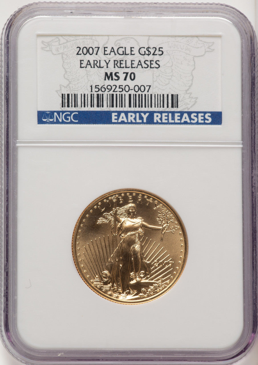 2007 $25 Half-Ounce Gold Eagle First Strike ER Blue NGC MS70 (507166117)