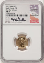 2021 $5 Tenth Ounce Gold Eagle Type Two FDI FDI Mike Castle NGC MS70