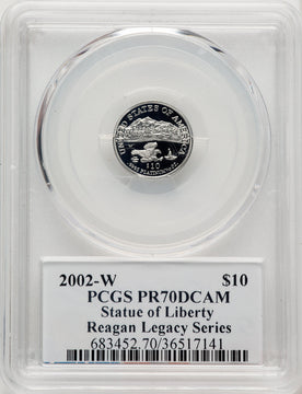 2002-W $10 Tenth-Ounce Platinum Eagle Statue of Liberty Michael Reagan Reagan Legacy Series PCGS PR70