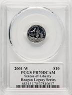 2001-W $10 Tenth-Ounce Platinum Statue of Liberty Michael Reagan Reagan Legacy Series PCGS PR70